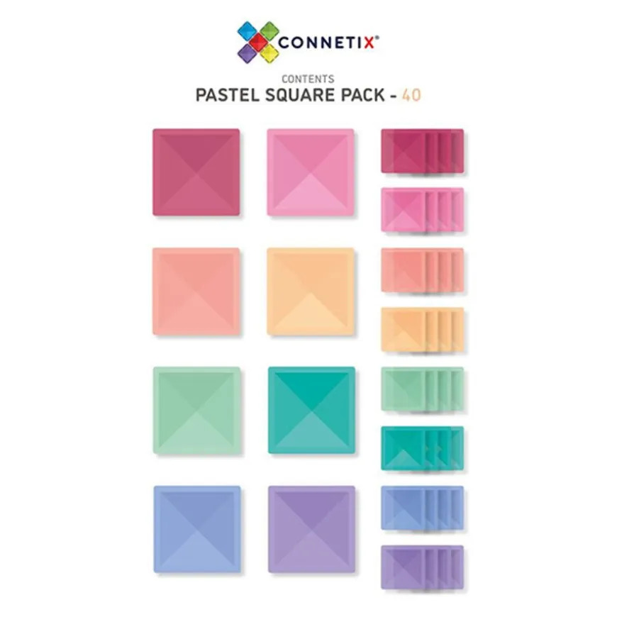 Connetix Tiles 40 Piece Pastel Square Pack Magneetblokken