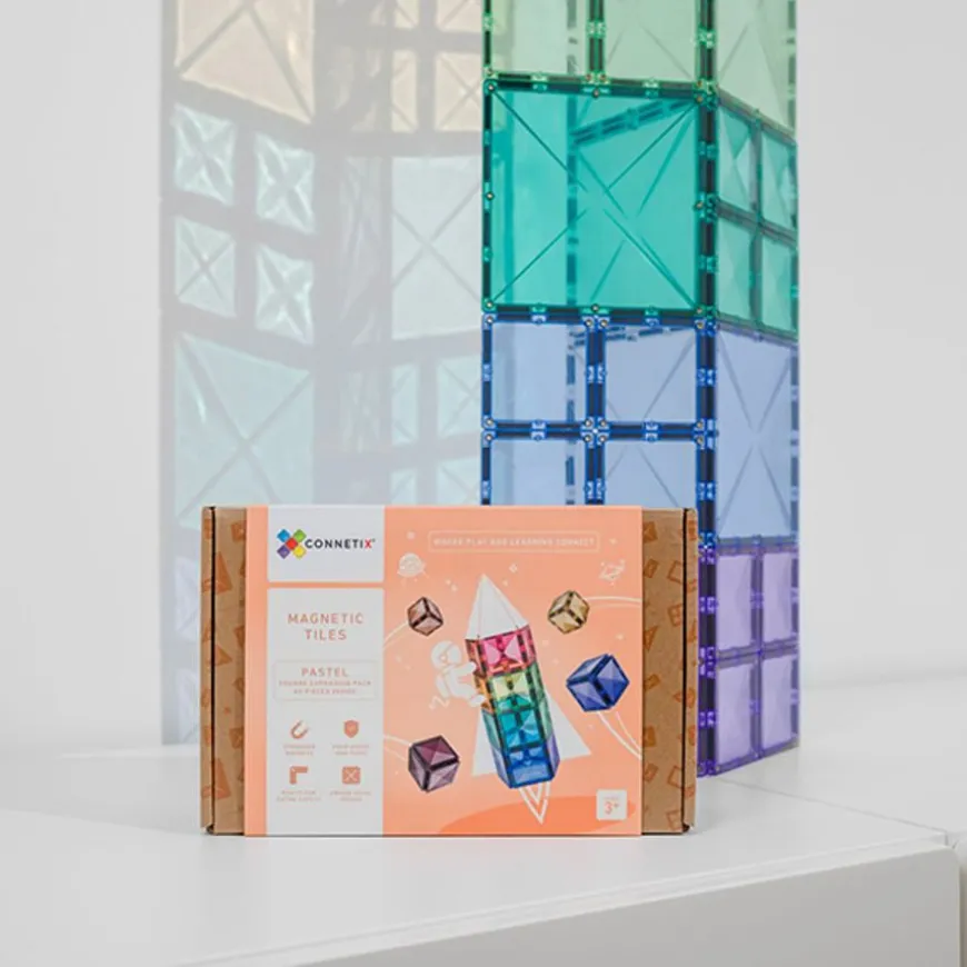 Connetix Tiles 40 Piece Pastel Square Pack Magneetblokken