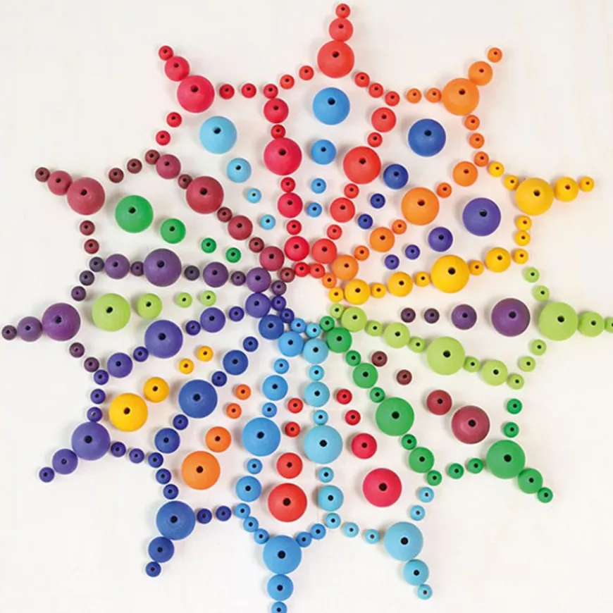 Grimm'S 96 Grote Houten Kralen Regenboog