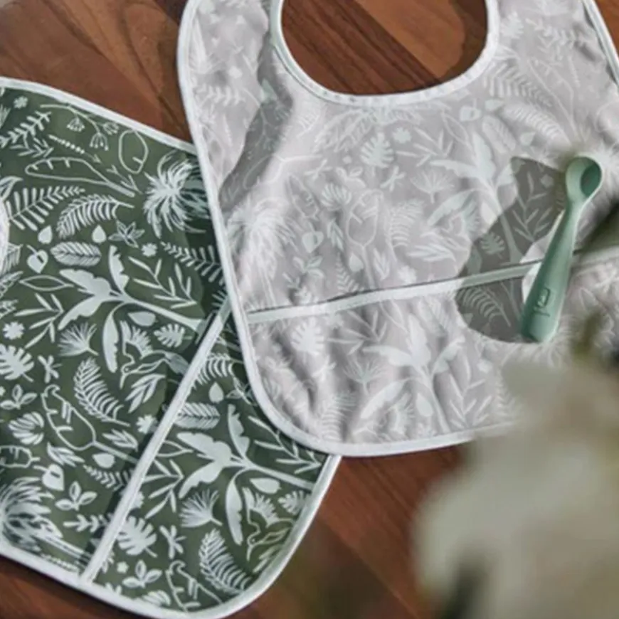 Jollein Slabbetje Waterproof Botanical Leaf Green 2 Stuks