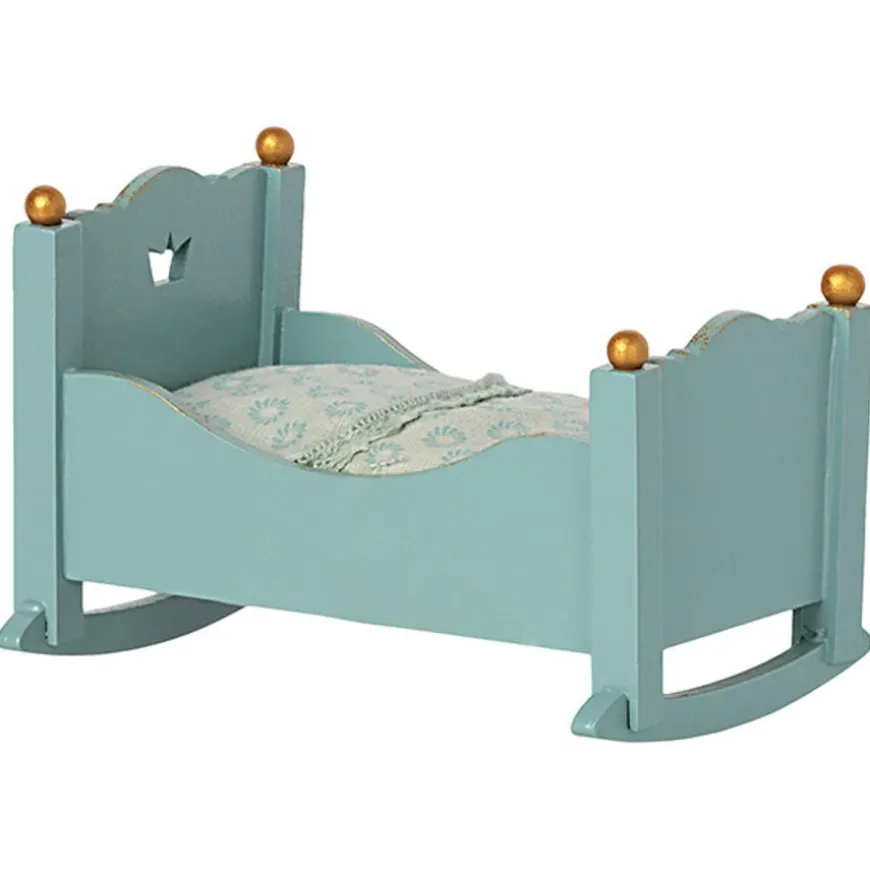 Maileg Houten Wieg Baby Mouse Blue