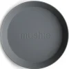 Mushie Ronde Borden Set Van 2 - Smoke