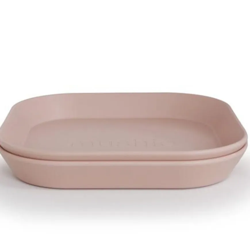 Mushie Vierkante Borden Set Van 2 - Blush