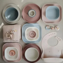 Mushie Vierkante Borden Set Van 2 - Blush