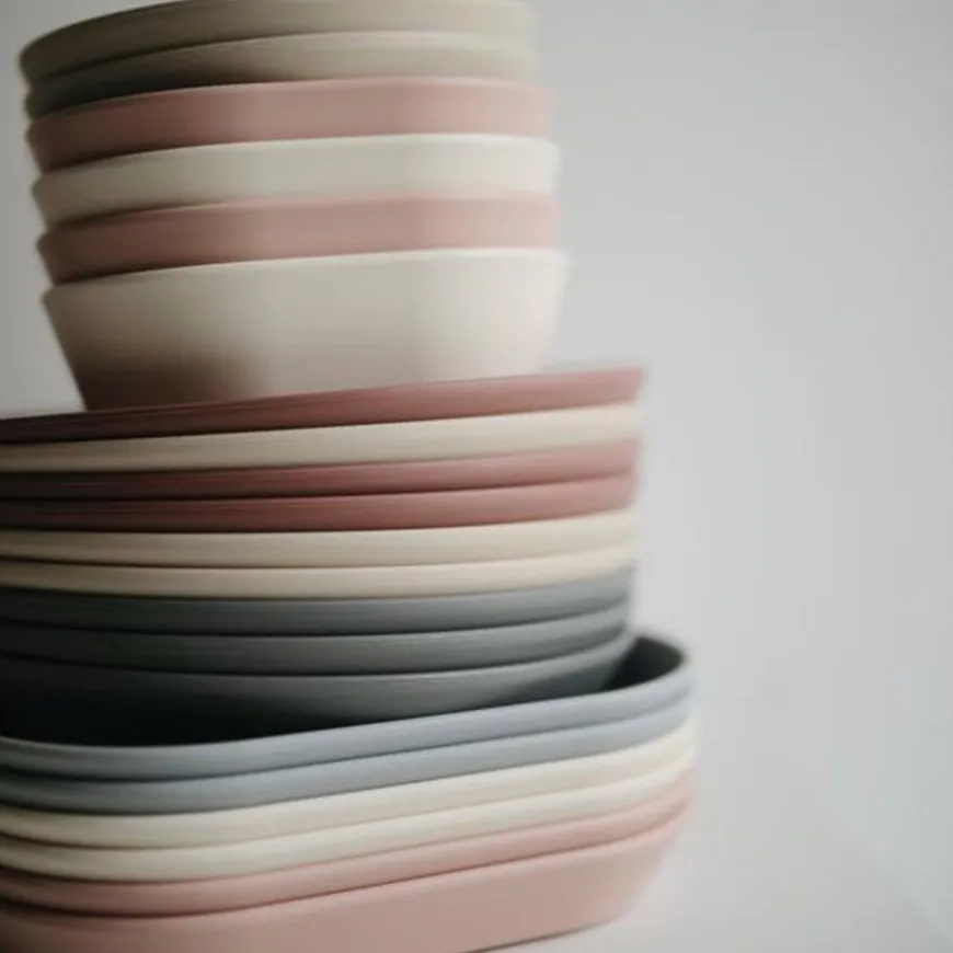 Mushie Vierkante Kommen Set Van 2 - Blush
