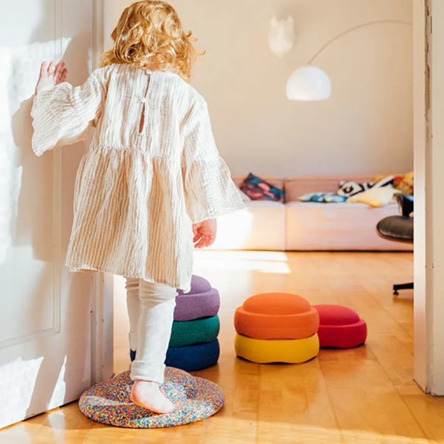 Stapelstein Rainbow Basic Stapelstenen 6 Stuks + Confetti Balanceerbord