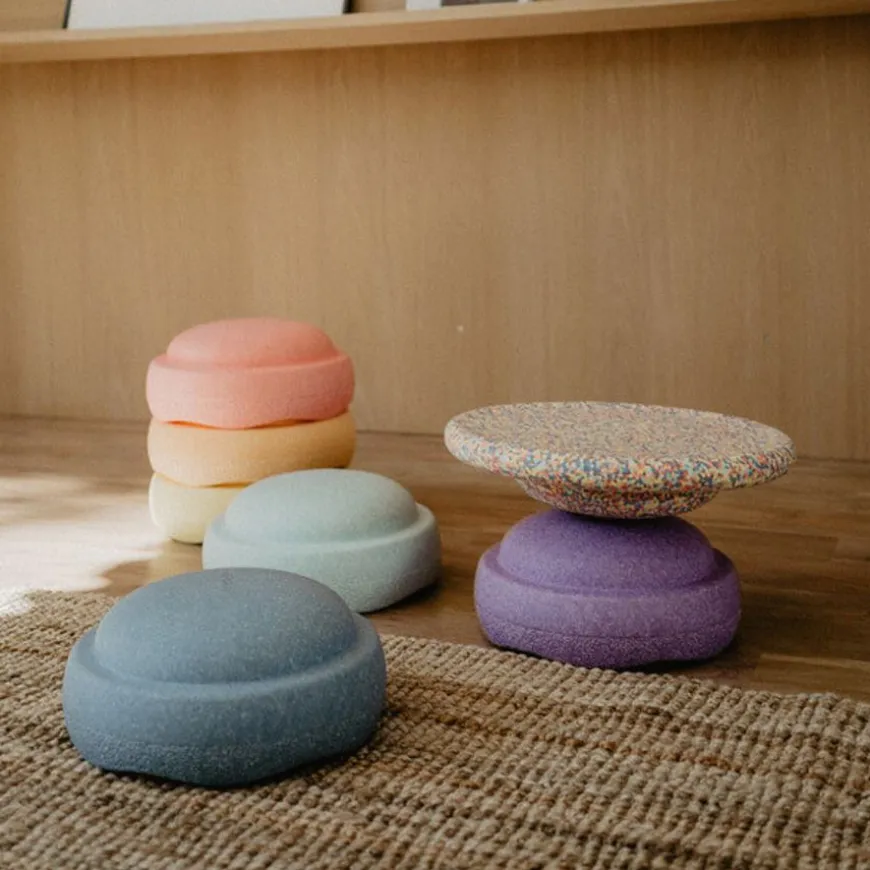 Stapelstein Rainbow Pastel Stapelstenen 6 Stuks + Confetti Balanceerbord