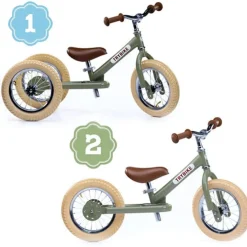 Trybike Steel 2-In-1 Loopfiets Vintage Groen